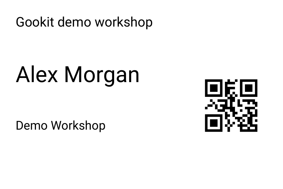 Fictional Alex Morgan badge with the QR identifier DEMO-001