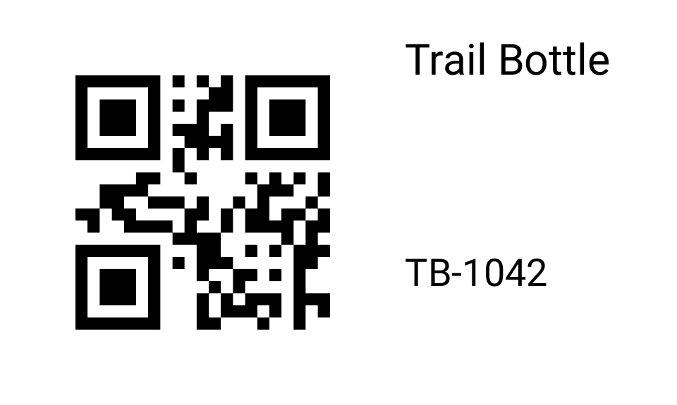 Trail Bottle label with a QR code encoding TB-1042