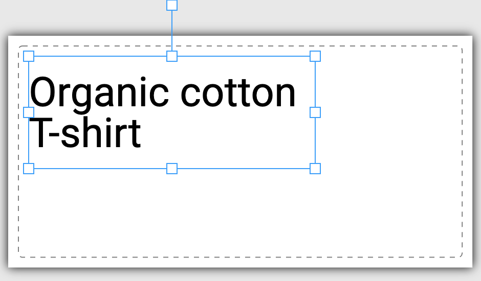 The same text and font size wrap onto two lines in a narrower text box.